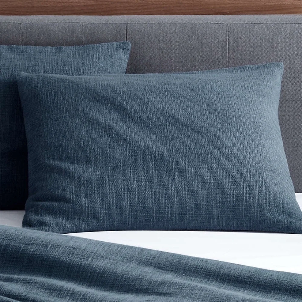 Crate & Barrel Lindstrom Cotton Blue Standard Pillow Sham